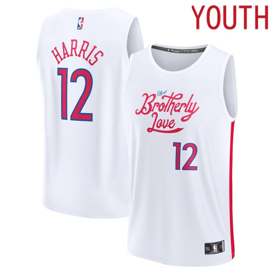 Youth Philadelphia 76ers 12 Tobias Harris Fanatics Branded White City Edition 2022-23 Fastbreak NBA Jersey